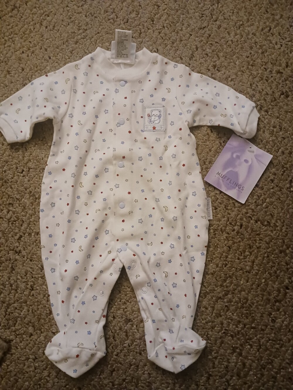 Mufflings White Star & Moon Baby One-Piece